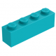 LEGO kocka 1x4, sötét türkizkék (3010)